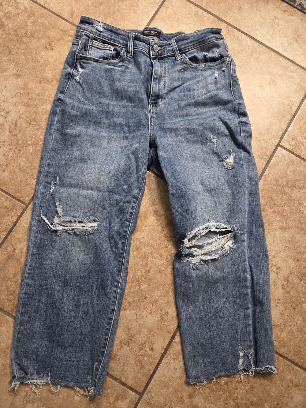 Judy Blue Light Blue Distressed Wide Leg Jeans 11